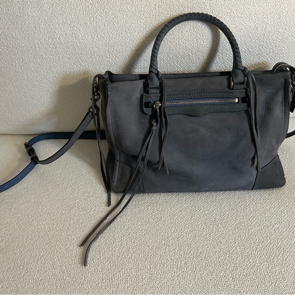Rebecca Minkoff Reagan Blue Suede Satchel Bag